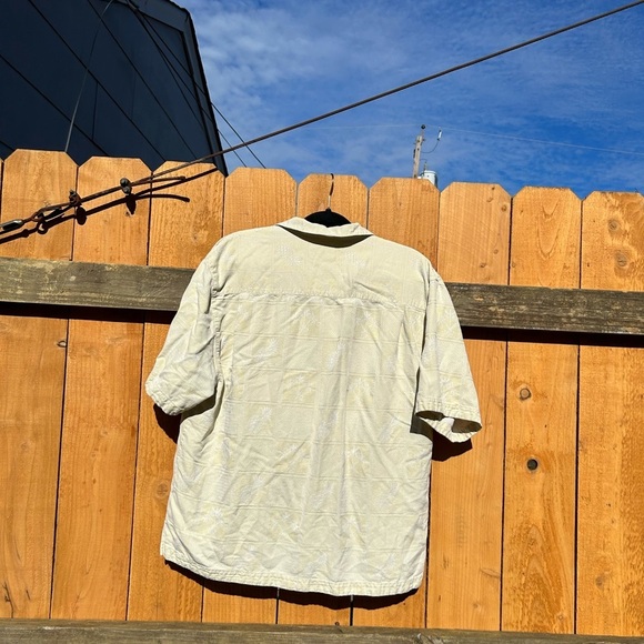 Jamaica‎ Jaxx Silk Hawaiian Shirt Mens Large Aloha Button Front Off White Cream - Picture 7 of 8